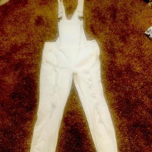 White distressed jean Overall